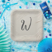 モノグラムオン抽象芸術アイボリーテクスチャ ペーパープレート (パーティー)