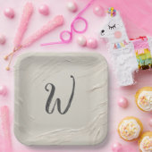 モノグラムオン抽象芸術アイボリーテクスチャ ペーパープレート (パーティー)