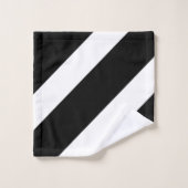 モノグラムオン抽象芸術ブラック&ホワイトストライプの バスタオルセット (ウォッシュタオル)