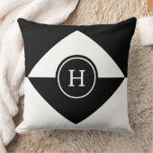 モノグラムオン抽象芸術白黒装飾用クッション クッション (ブランケット)