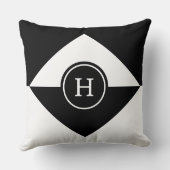 モノグラムオン抽象芸術白黒装飾用クッション クッション (裏面)