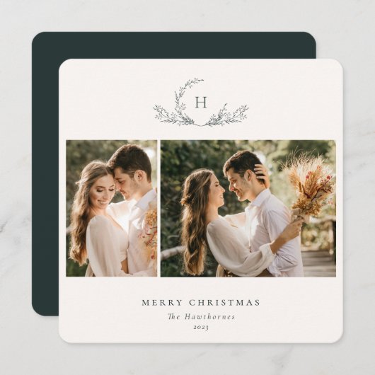 モノグラムオーガニック2フォトホリデーカード シーズンカード (正面/裏面)