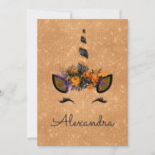 モノグラムオータルスパークルユニコーン誕生日 招待状 (正面)