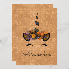 モノグラムオータルスパークルユニコーン誕生日 招待状