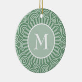 モノグラムオーナメントセージグリーンらせん状 パーソナライズされた セラミックオーナメント (右)