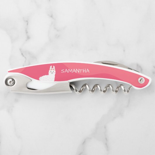 モノグラムカおもしろいウトアルパカラマピンク ソムリエナイフ (正面)