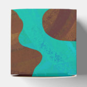 モノグラムカウブラウンおよびティール(緑がかった色)プリント フェイバーボックス (上部)