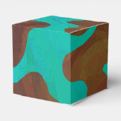 モノグラムカウブラウンおよびティール(緑がかった色)プリント フェイバーボックス (裏面サイド)