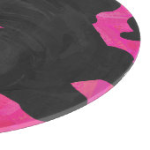 モノグラムカウホットピンクとブラックプリント カッティングボード (角)