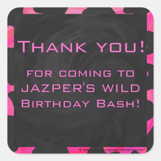 モノグラムカウホットピンクとブラックプリント スクエアシール (正面)