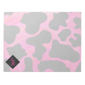 モノグラムカウホットピンクとブラックプリント ノートパッド (正面)