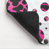 モノグラムカウホットピンクとブラックプリント マウスパッド (コーナー)