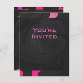 モノグラムカウホットピンクとブラックプリント 招待状 (正面/裏面)