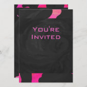 モノグラムカウホットピンクとブラックプリント 招待状 (正面/裏面)