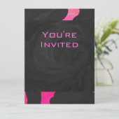 モノグラムカウホットピンクとブラックプリント 招待状 (スタンド正面)