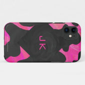 モノグラムカウホットピンクとブラックプリント Case-Mate iPhoneケース (裏面(横))