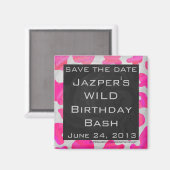 モノグラムカウホットピンクとホワイトプリント マグネット (正面/裏面)