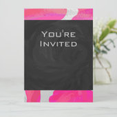 モノグラムカウホットピンクとホワイトプリント 招待状 (スタンド正面)