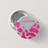 モノグラムカウホットピンクとホワイトプリント 缶バッジ (正面&裏面)