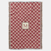 モノグラムカジュアル付きクラシックレッドプレイド スローブランケット (正面縦)