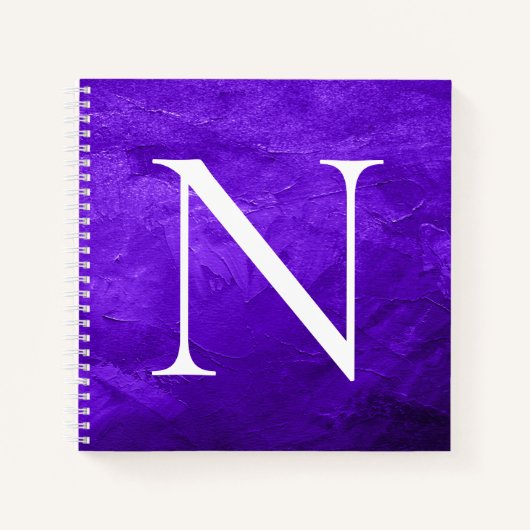 モノグラムカスタマイズイニシャルホワイトパープルノート ノートブック (正面)