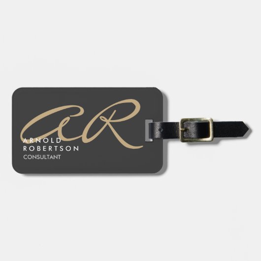 モノグラムカスタマイズプレイングレーベージュ ラゲッジタグ (正面横)