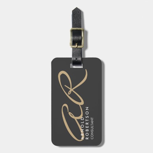 モノグラムカスタマイズプレイングレーベージュ ラゲッジタグ (正面縦)