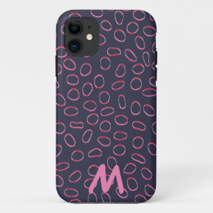 モノグラムカスタマイズ可能なかわいいユニーク抽象芸術パターン iPhone 11 ケース