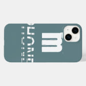 モノグラムカスタマイズ可能ティール（緑がかった色）カッコいいモダン Case-Mate iPhoneケース (裏面 (横))