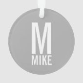 モノグラムカスタムと名前の写真 オーナメント (裏面)