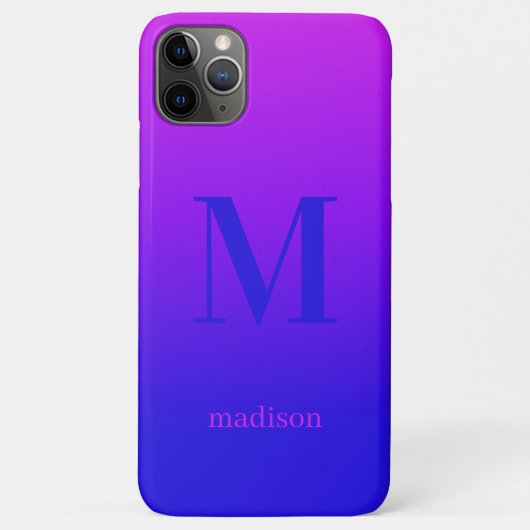 モノグラムカスタムと名前ピンクから青のグラデーション Case-Mate iPhoneケース (裏面)