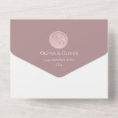 モノグラムカスタムほこり性バラ書結婚の書 オールインワン招待状 (裏面)