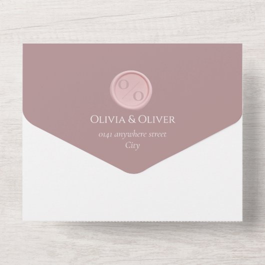 モノグラムカスタムほこり性バラ書結婚の書 オールインワン招待状 (裏面)