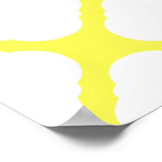 モノグラムカスタムイエローとホワイトのアールデコパターン ポスター (角)