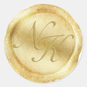 モノグラムカスタムイエロー金ゴールドワックスシール ラウンドシール (正面)