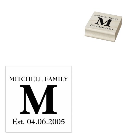 モノグラムカスタムイニシャルの名前を追加結婚する ラバースタンプ (押印)
