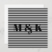 モノグラムカスタムイニシャル白黒ストライプカード サンキューカード (正面/裏面)