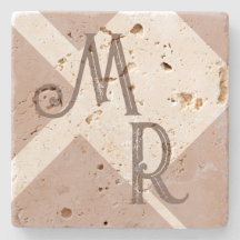 モノグラムカスタムイニシャル茶色の中性ジオメトリ