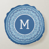 モノグラムカスタムギリシャ文字パターン ラウンドクッション (裏面)