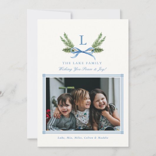 モノグラムカスタムクレスト写真ホリデーカード シーズンカード (正面)