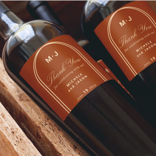 モノグラムカスタムサンキューテラコッタアー結婚チズ ワインラベル