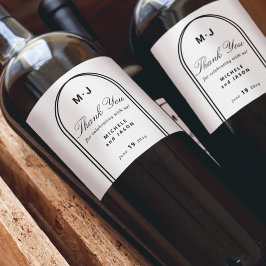 モノグラムカスタムサンキューホワイトブラックアー結婚チ ワインラベル