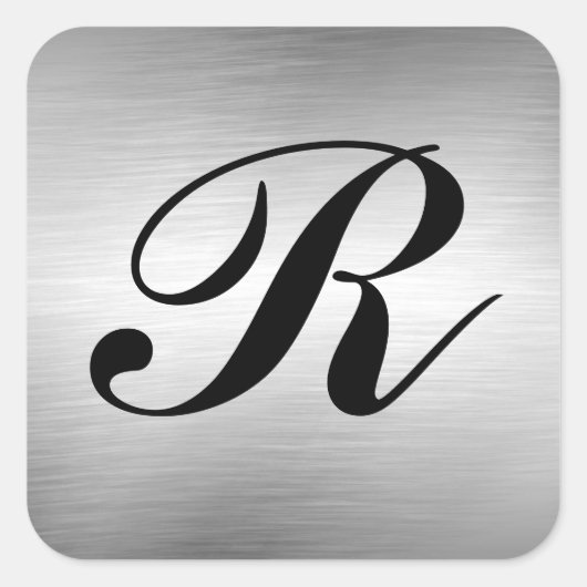 モノグラムカスタムシルバー金属ルックステッカーの追加 スクエアシール (正面)
