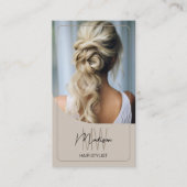 モノグラムカスタムスクリプト美容師サロン写真QR 名刺 (正面)