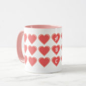 モノグラムカスタムダブルハート マグカップ (正面左)