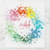 モノグラムカスタムテンプレートモダンレインボー抽象芸術 ワインラベル (シングルラベル)