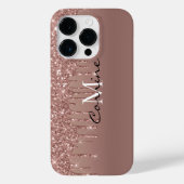 モノグラムカスタムバラ金ゴールドグリッタードリップメタル Case-Mate iPhoneケース (裏面)