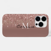 モノグラムカスタムバラ金ゴールドグリッタードリップメタル Case-Mate iPhoneケース (裏面 (横))