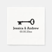 モノグラムカスタムパーティーナプキンとヴィンテージ鍵 スタンダードカクテルナプキン (正面)