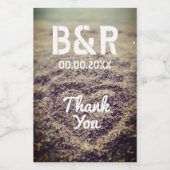 モノグラムカスタムビーチ結婚式フォトミニボトル ワインラベル (シングルラベル)